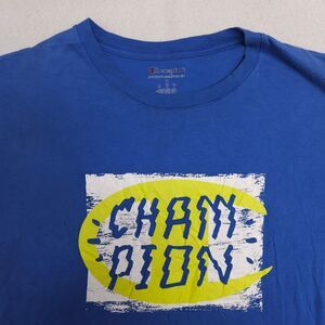 Champion Crew Neck Short Sleeve Graphic T Shirt Mens Size Medium M Blue